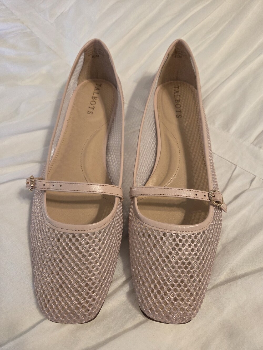 Talbots Pale Pink Mesh Mary Jane Flats with Buckle